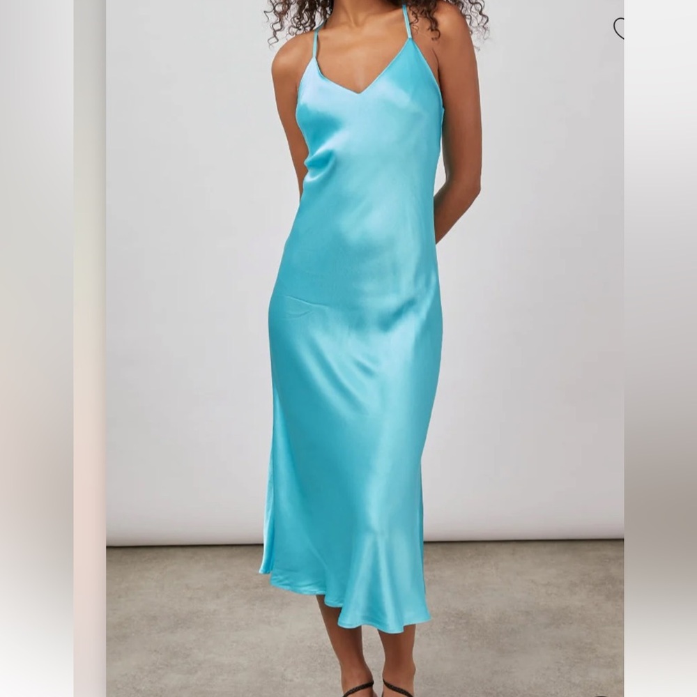 Rails Kaiden Satin Slip Dress in Azure NWT Size L